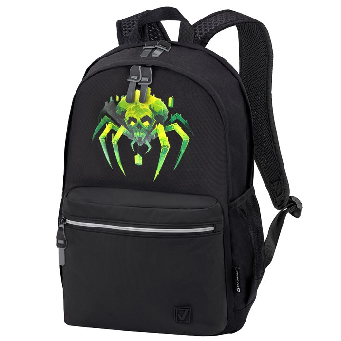 Рюкзак BRAUBERG FASHION CITY универсальный, 2 отделения, "Green Spider", черный, 46х31х15 см, 273839 273839