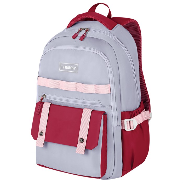 Рюкзак HEIKKI GOODLY (ХЕЙКИ) универсальный, 2 отделения, отделение для ноутбука, серый/красный, 46x33x18 см, 273869 273869