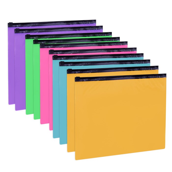 Папка-конверт на молнии МАЛОГО ФОРМАТА (180х250 мм), А5, цвет ассорти/прозрачная, 0,15 мм, STAFF, 274077 274077