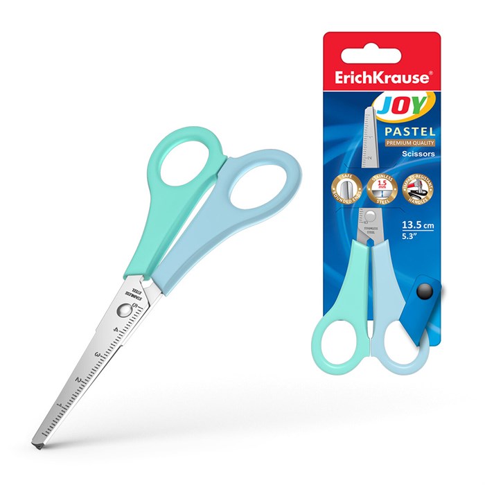 Ножницы ERICH KRAUSE "JOY Pastel" 135 мм, цвет ассорти, в картонной упаковке с европодвесом, 56921 274127