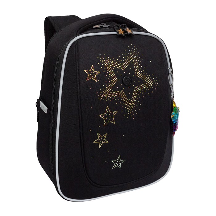 Ранец GRIZZLY анатомическая спинка, с брелоком, для девочек, "STARS", 36х29х18 см, RAf-592-4/3 274129