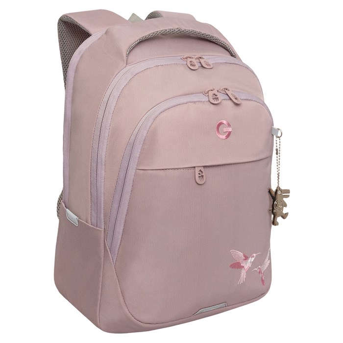 Рюкзак GRIZZLY школьный, анатомическая спинка, 2 отделения, для девочек, "COLIBRI", розовый, 40х29х20 см, RD-540-2/2 274174