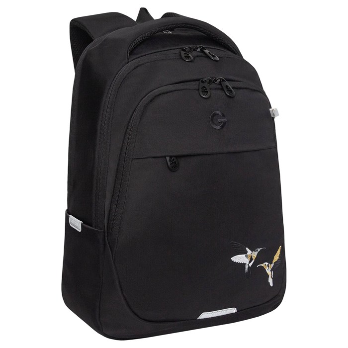 Рюкзак GRIZZLY школьный, анатомическая спинка, 2 отделения, для девочек, "COLIBRI", чёрный, 40х29х20 см, RD-540-2/4 274175