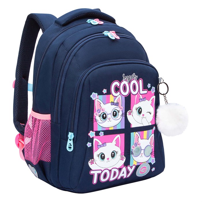 Рюкзак GRIZZLY школьный, анатомическая спинка, 3 отделения, для девочек, "COOL 2DAY", 40х27х20 см, RG-561-1/3 274183