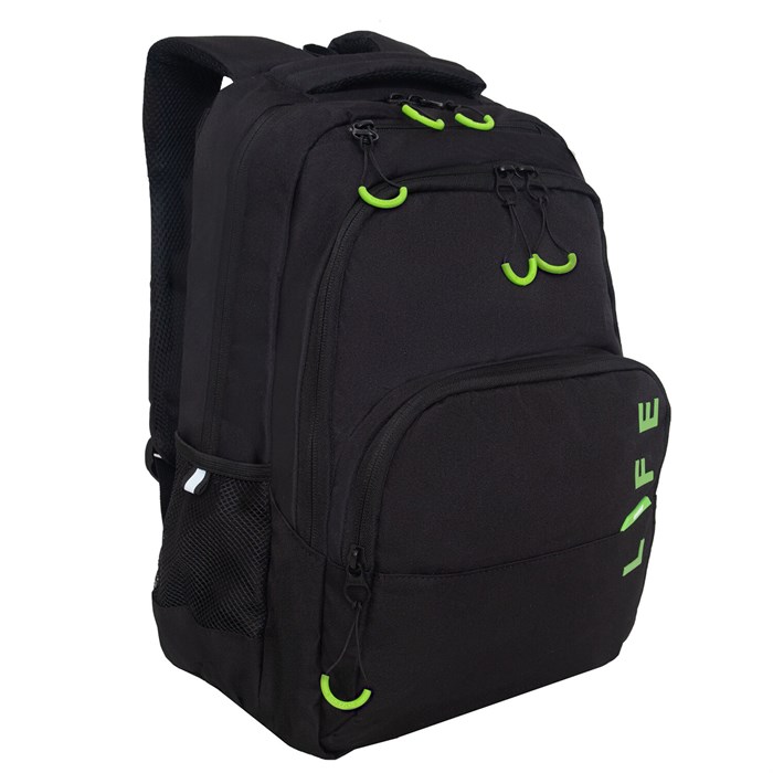 Рюкзак GRIZZLY школьный, анатомическая спинка, 2 отделения, для мальчиков, "LIFE", зеленые элементы, 45х32х23 см, RU-430-10/3 274209