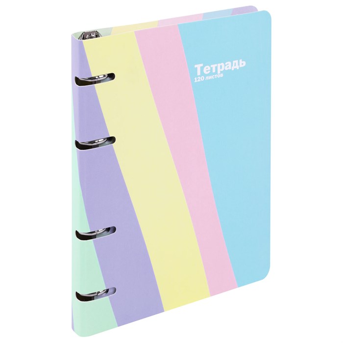 Тетрадь на кольцах А5 160х212 мм, 120 л., картон, матовая ламинация, клетка, BRAUBERG, кросс-серия PASTEL, 405197 405197