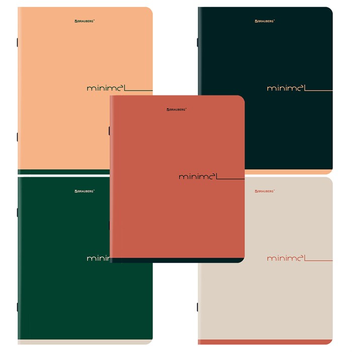 Тетрадь А5, 48 л., BRAUBERG, скоба, клетка, SoftTouch, "Минимал_Цвет", (микс в спайке), 405329 405329