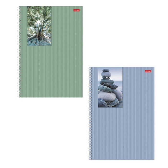 Тетрадь А4 80 л,. HATBER, гребень, клетка, матовая ламинация, цветной срез, "Прикосновение к природе" (микс), 086364, 80Т4лВ1гр 405419