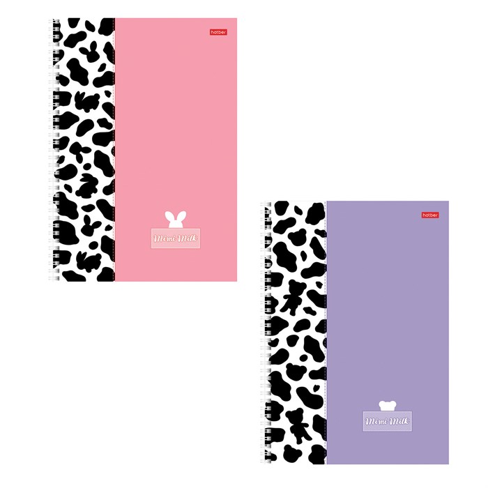 Тетрадь А4 96 л., HATBER, гребень, клетка, матовая ламинация, "Mimimilk" (микс в спайке), 087004, 96Т4лВ1гр 405428