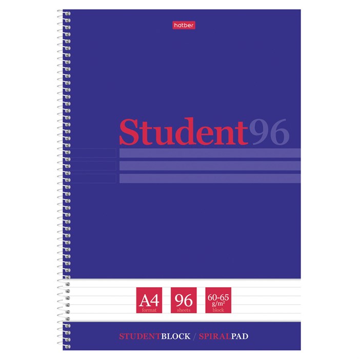 Тетрадь А4 96 л., HATBER, спираль, линия, матовая ламинация, тиснение, "Студенту_Синяя", 082670, 96Т4лтВ2сп29868 405439