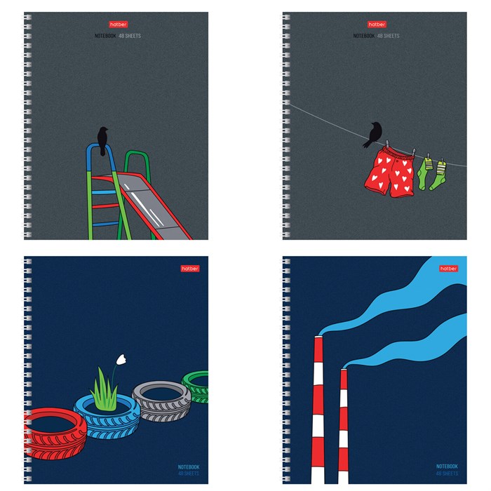 Тетрадь А5 48 л., HATBER гребень, клетка, выборочный лак, "За окном" (микс в спайке), 089025, 48Т5вмВ1гр 405440