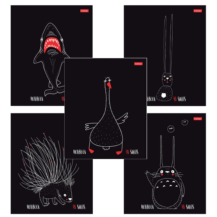 Тетрадь А5 48 л., HATBER скоба, клетка, обложка картон, "Нескучные герои" (микс в спайке), 088361, 48Т5В1 405465