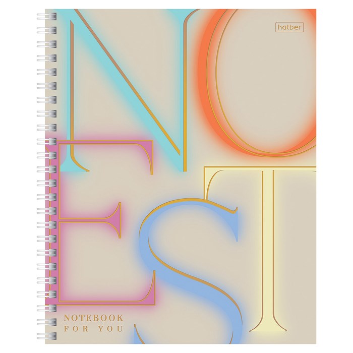 Тетрадь А5 96 л. HATBER гребень, клетка, матовая ламинация, 3D-фольга, "Notes" (микс в спайке), 090317, Тетрадь 96л Not 405571