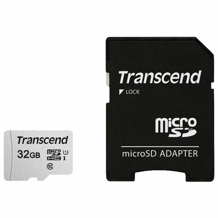 Карта памяти microSDHC 32 GB TRANSCEND UHS-I U3, 95 Мб/сек (class 10), адаптер, TS32GUSD300S-A 513204