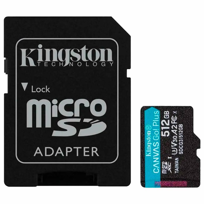 Карта памяти microSDXC 512 GB KINGSTON Canvas Go Plus, UHS-I U1, 170 Мб/с (class 10), с адаптером, SDCG3/512Gb 514061