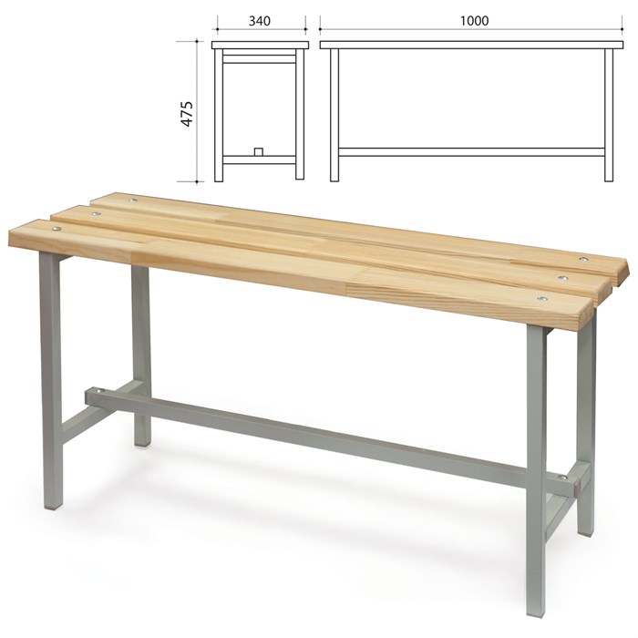 Скамья деревянная на металлокаркасе П-13Д (1000х340х475 мм) 530842