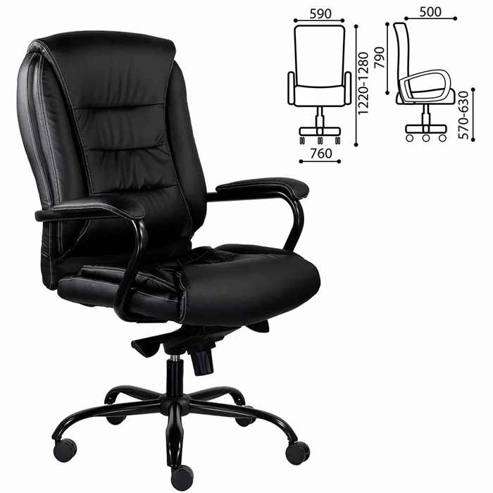 Кресло офисное "Ровер" CH-708, усиленное, НАГРУЗКА до 150 кг, экокожа, черное 533184