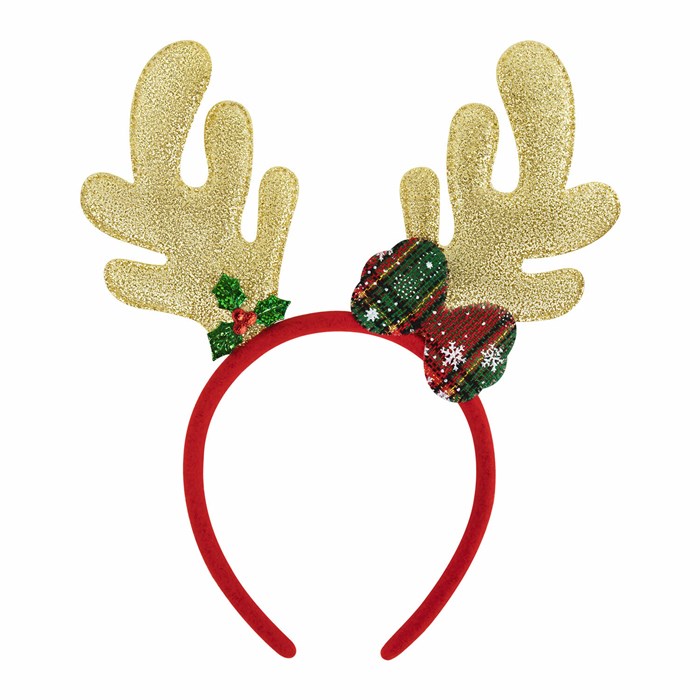 Ободок новогодний с рожками, 24,5х21 см, пластик, цвет: красный/золотистый, ЗОЛОТАЯ СКАЗКА, 592005 592005