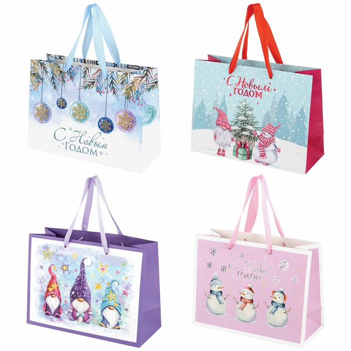 Пакет подарочный (1 штука) новогодний 27х11х20 см, "Artpaper Wide #1", ассорти, ЗОЛОТАЯ СКАЗКА, 592117 592117