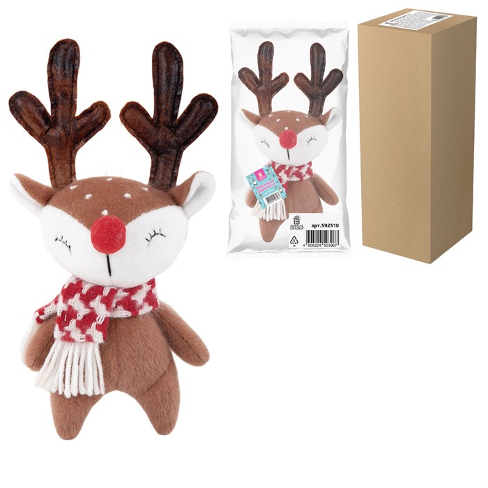 Украшение новогоднее интерьерное 23 см "Оленёнок в шарфе", полиэстер, ЗОЛОТАЯ СКАЗКА, 592510 592510
