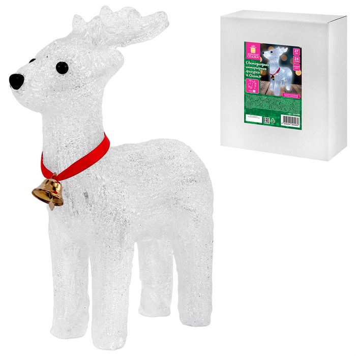 Фигурка LED "Олень", 27 см, 24 LED, холодный белый, батарейки, ЗОЛОТАЯ СКАЗКА, 592560 592560