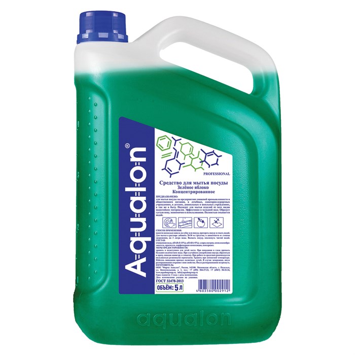 Средство для мытья посуды 5 л AQUALON "Зеленое яблоко", концентрат, 02912, 202912 605723
