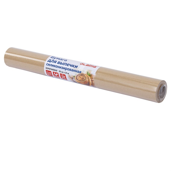Бумага для выпечки силиконизированная, пергамент 38 см х 25 м, цвет коричневый, LAIMA, CH, 609583 609583