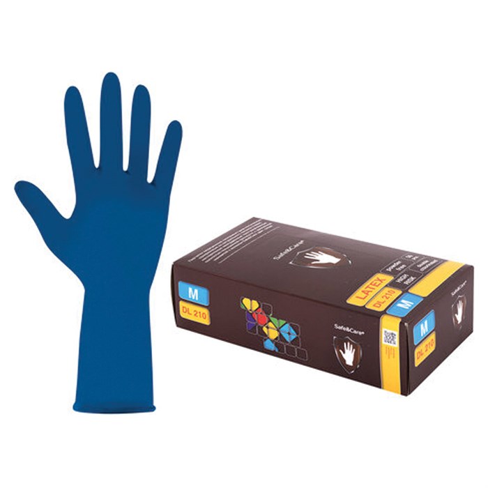 Перчатки латексные смотровые 25 пар (50 штук), размер 7-8, M (средний), синие, SAFE&CARE High Risk DL/TL210 631594