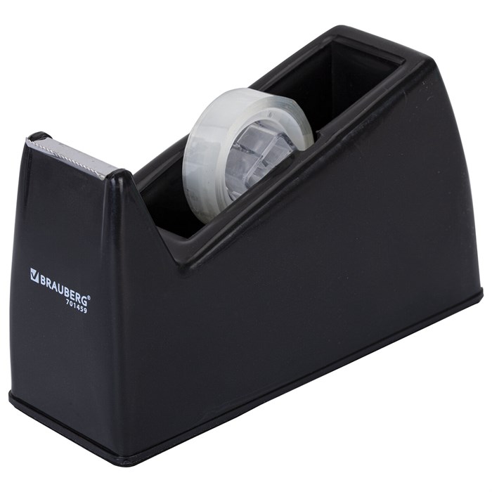 Диспенсер для клейкой ленты шириной до 26 мм, ЧЕРНЫЙ (лента в подарок!), утяжеленный большой, BRAUBERG, 701459 701459