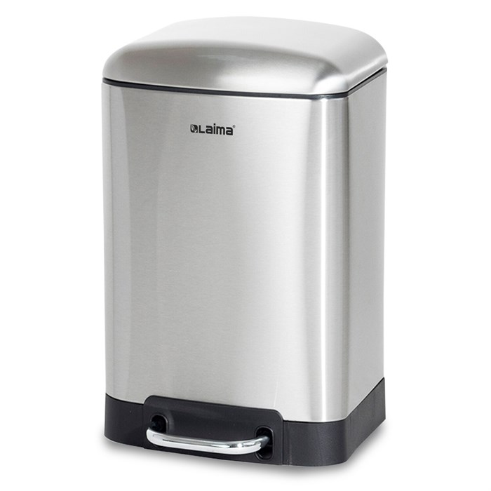 Ведро мусорное с педалью 6 л, крышка с доводчиком, стальное, БЕЗ ОТПЕЧАТКОВ, LAIMA ULTRA, 701567 701567