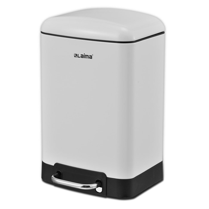 Ведро мусорное с педалью 6 л, крышка с доводчиком, белое матовое, металл, LAIMA ULTRA, 701569 701569