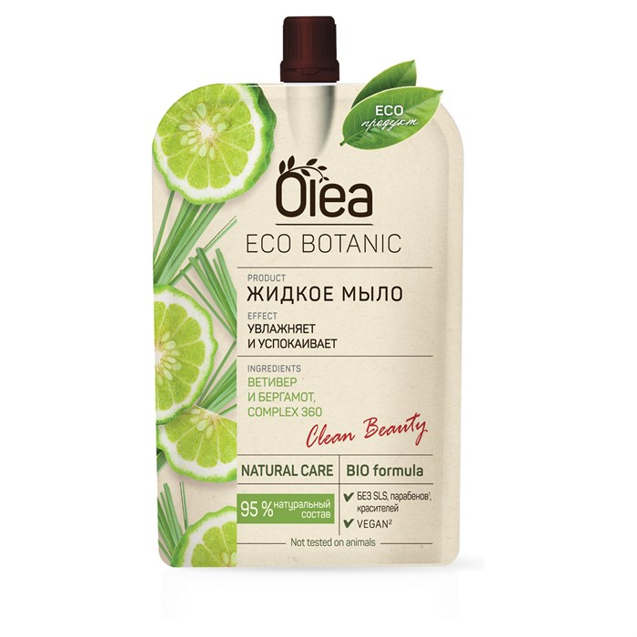Мыло жидкое 450 мл, OLEA Eco Botanic "Ветивер и Бергамот", дой-пак, 12500 702051