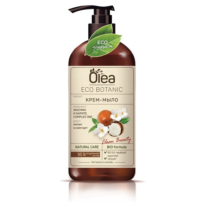 Мыло-крем 450 мл, OLEA Eco Botanic "Жасмин и карите", дозатор, 11255 702059