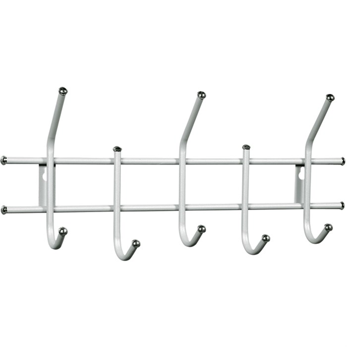 Вешалка настенная Стандарт 2/5, 220х475х95 мм, 5 крючков, металл, белая 601095 - фото 39547