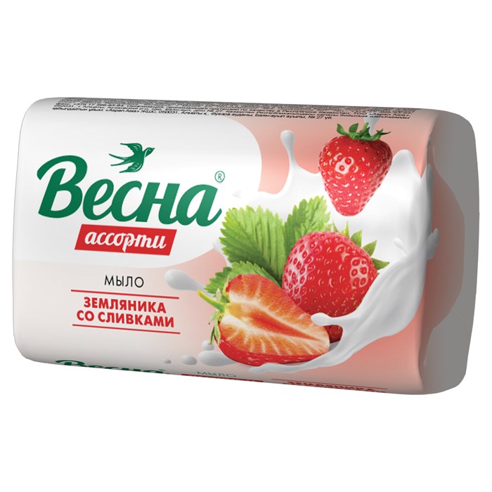 Мыло туалетное 90 г ВЕСНА "Земляника со сливками", ГОСТ, 6090 605146