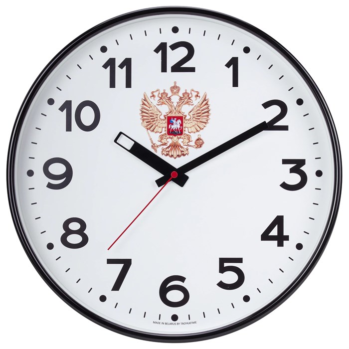 Часы настенные TROYKA 77770732 круг, белые, черная рамка, 30,5х30,5х4 см 454622