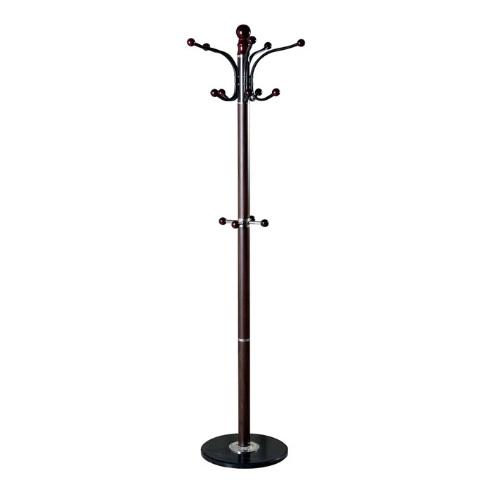 Вешалка-стойка BRABIX "CR-274", металл/мрамор, 1,8 м, на диске диаметром 36 см, 5 крючков + 4 дополнительных, венге, 601744 601744