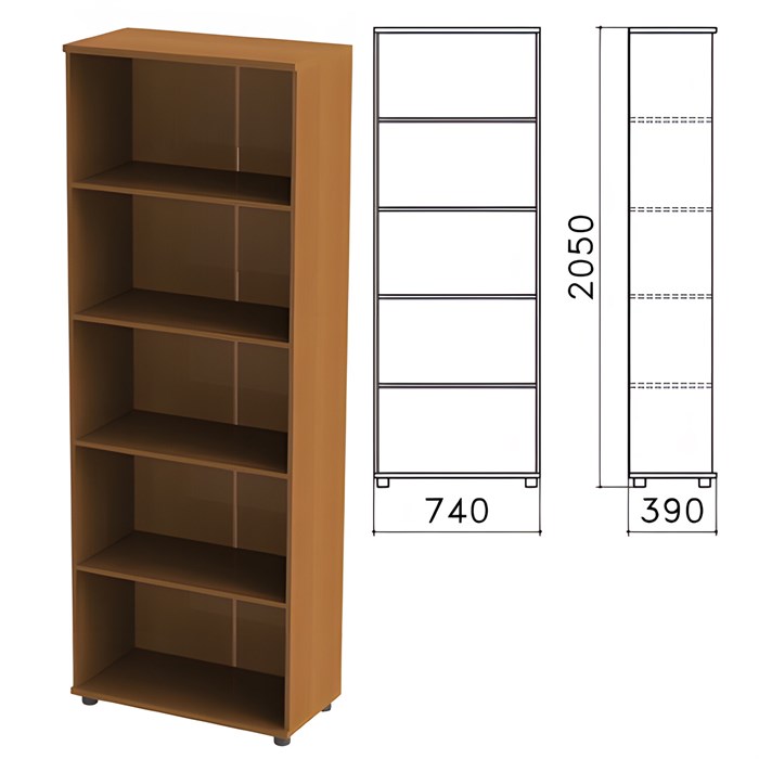 Шкаф (стеллаж) Монолит, 740х390х2050 мм, 4 полки, цвет орех гварнери, ШМ44.3 640172 - фото 40191