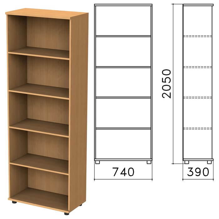 Шкаф (стеллаж) Монолит, 740х390х2050 мм, 4 полки, цвет бук бавария, ШМ44.1 640171 - фото 40195