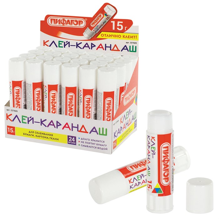 Клей-карандаш 15г ПИФАГОР 227609