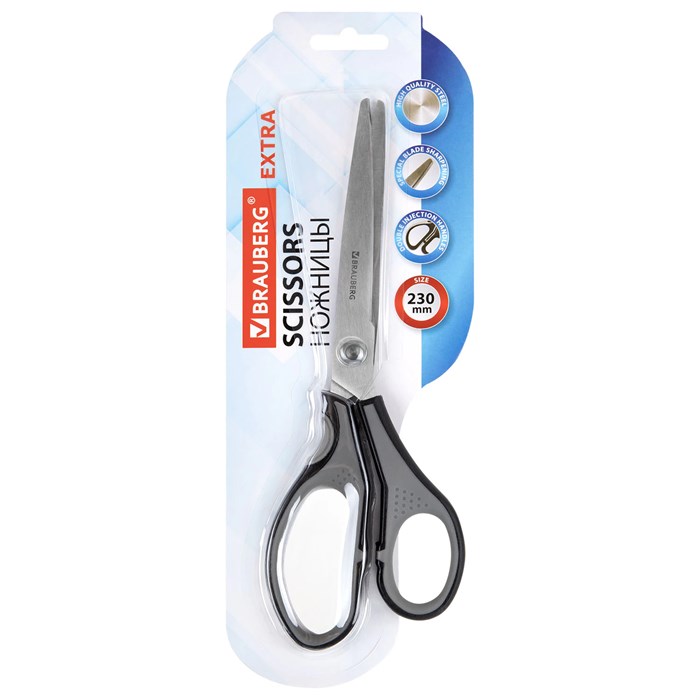Hoжницы BRAUBERG SUPER, 230 мм, серо-черные, 2-х сторонняя заточка, эргономичные ручки, 237297 237297