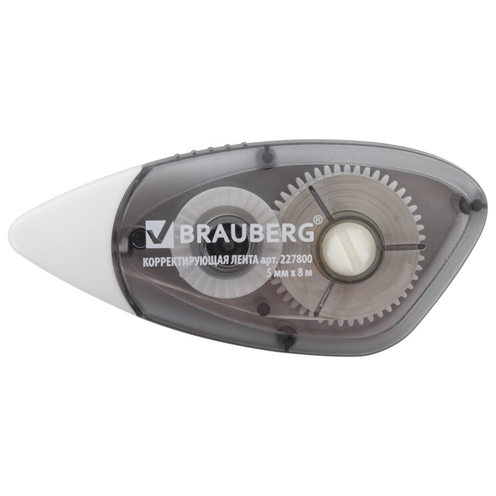 Корректирующая лента BRAUBERG BLACK&WHITE, 5 мм х 8 м, корпус черный тонированный, механизм перемотки, блистер, 227800 227800