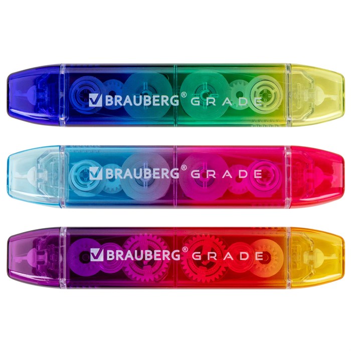 Корректирующая лента двусторонняя 5 мм x 10 м, BRAUBERG Grade, ассорти, 271941 271941
