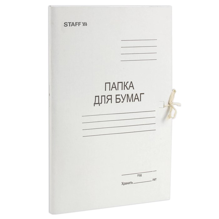 Папкa для бумаг с завязками картонная STAFF, гарантированная плотность 310 г/м2, до 200 листов, 121120 121120