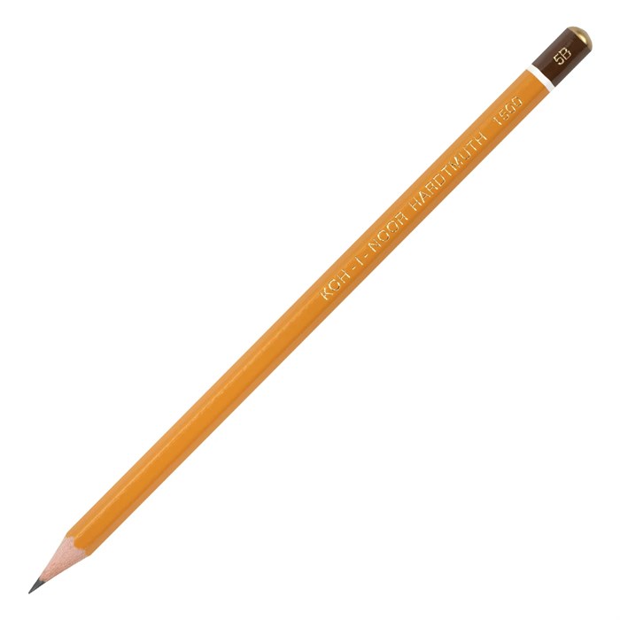 Карандаш чернографитный KOH-I-NOOR 1500, 1 шт., 5B, корпус желтый, заточенный 180480