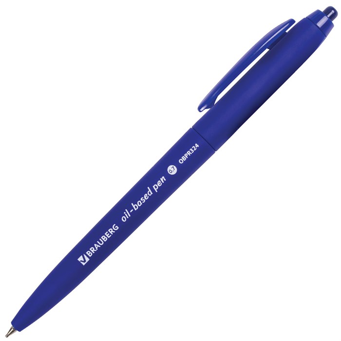 Ручка шариковая масляная автоматическая BRAUBERG Sky Blue, СИНЯЯ, "софт-тач", узел 0,7 мм, линия письма 0,35 мм, 142946 142946