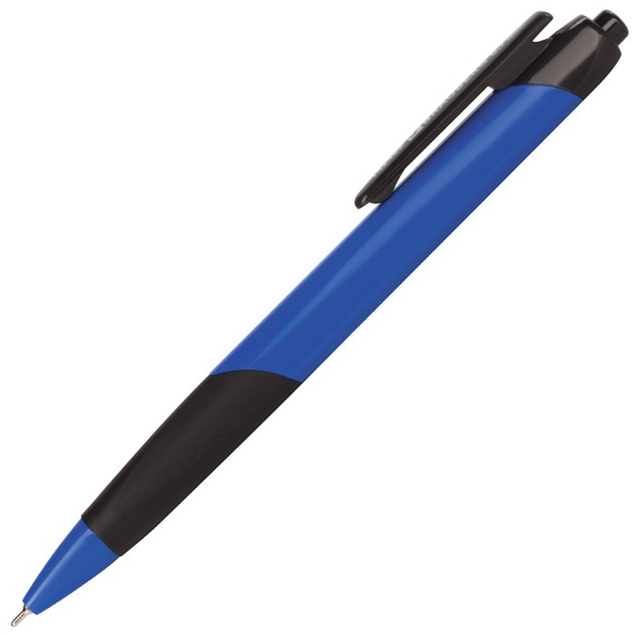 Ручка шариковая масляная автоматическая с грипом BRAUBERG "Booster", СИНЯЯ, трехгранная, узел 0,7 мм, линия письма 0,35 мм, 142483 142483
