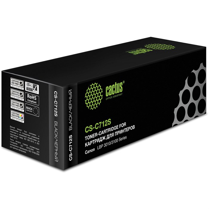 Картридж лазерный CACTUS (CS-C712S) для CANON LBP-3010/3100, ресурс 1500 страниц 361991