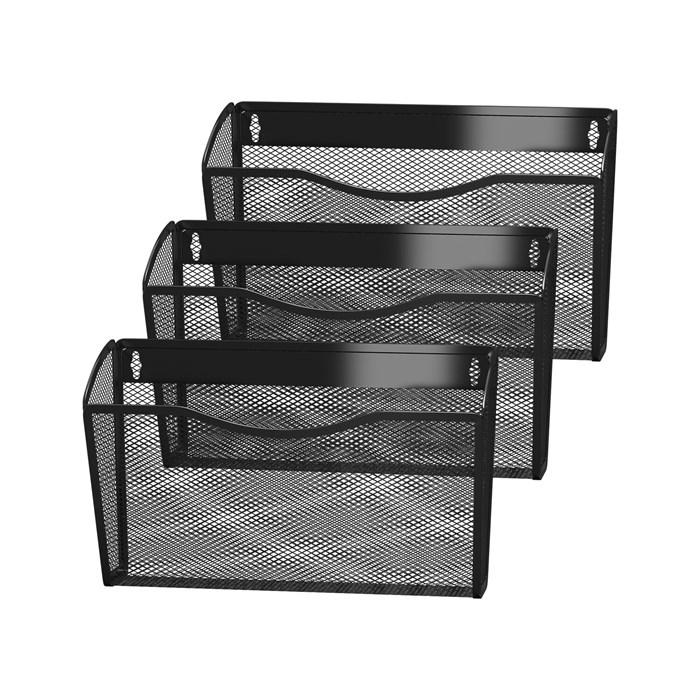 Лотки для бумаг настенные BRAUBERG Germanium, 3 штуки, А4, 215х355х95 мм, металл, черные, 237968 237968 - фото 42831