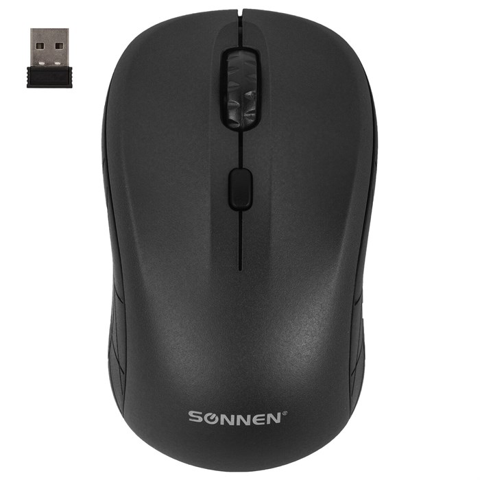 Мышь беспроводная SONNEN V-111, USB, 800/1200/1600 dpi, 4 кнопки, оптическая, черная, 513518 513518